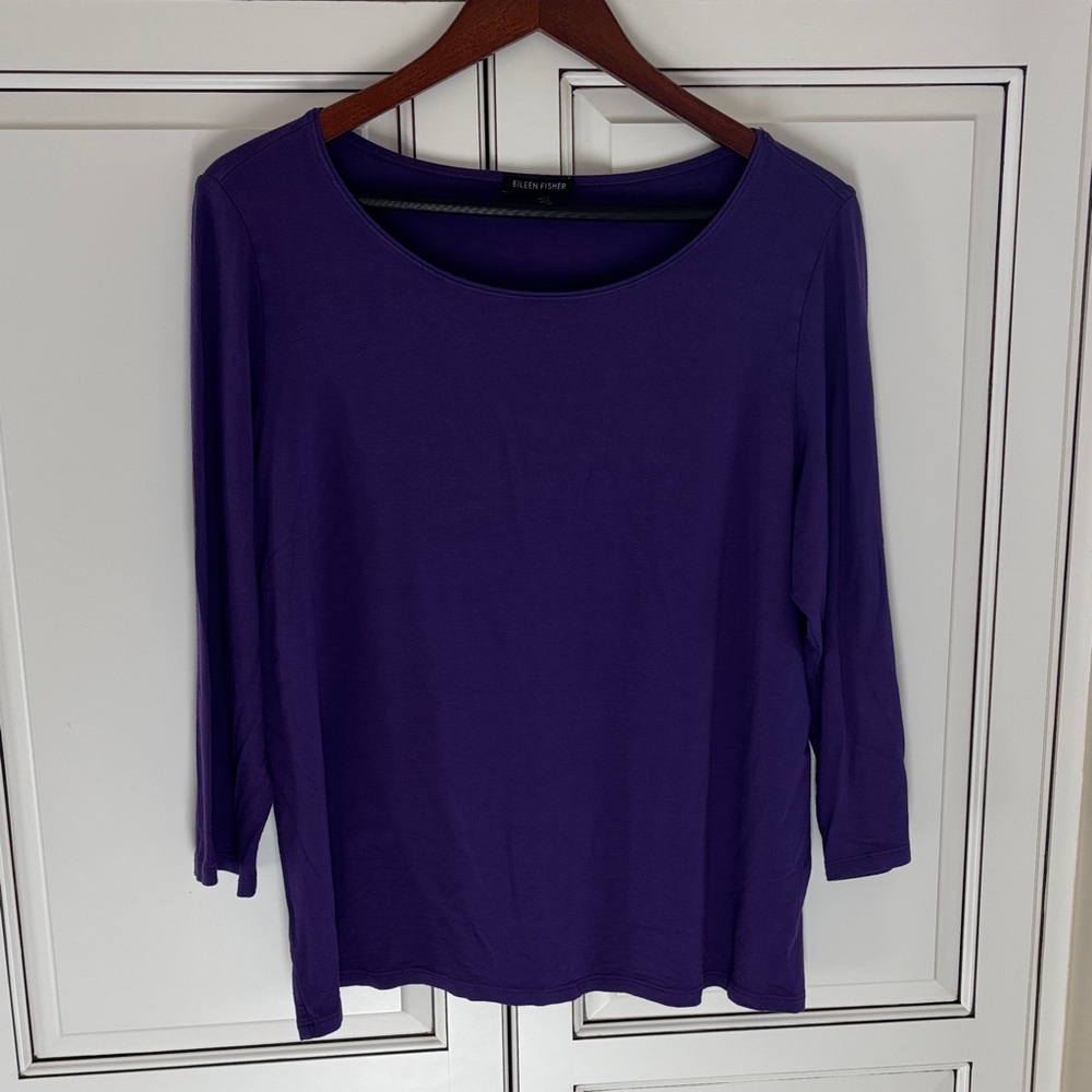 Eileen Fisher Purple Long Sleeve Scoop Neck Top